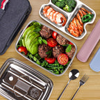 Linkidea Leak Proof Stainless Steel Lunch Box with Utensils, Large Capacity Lunch Box Containers with Insulation Bag, Food Containers with Lids for Lunch (Silver)