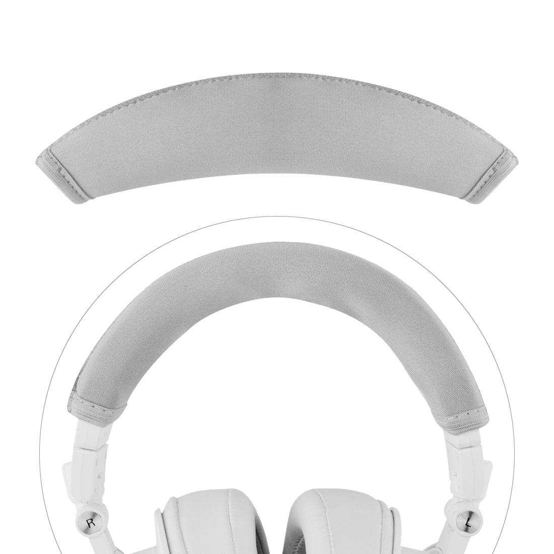 Linkidea Headband Protector Compatible with Audio-Technica ATH M50x/M50xWH/M50xBB Headphones, Flex Fabric Head Pad Easy DIY Installation (Gray)