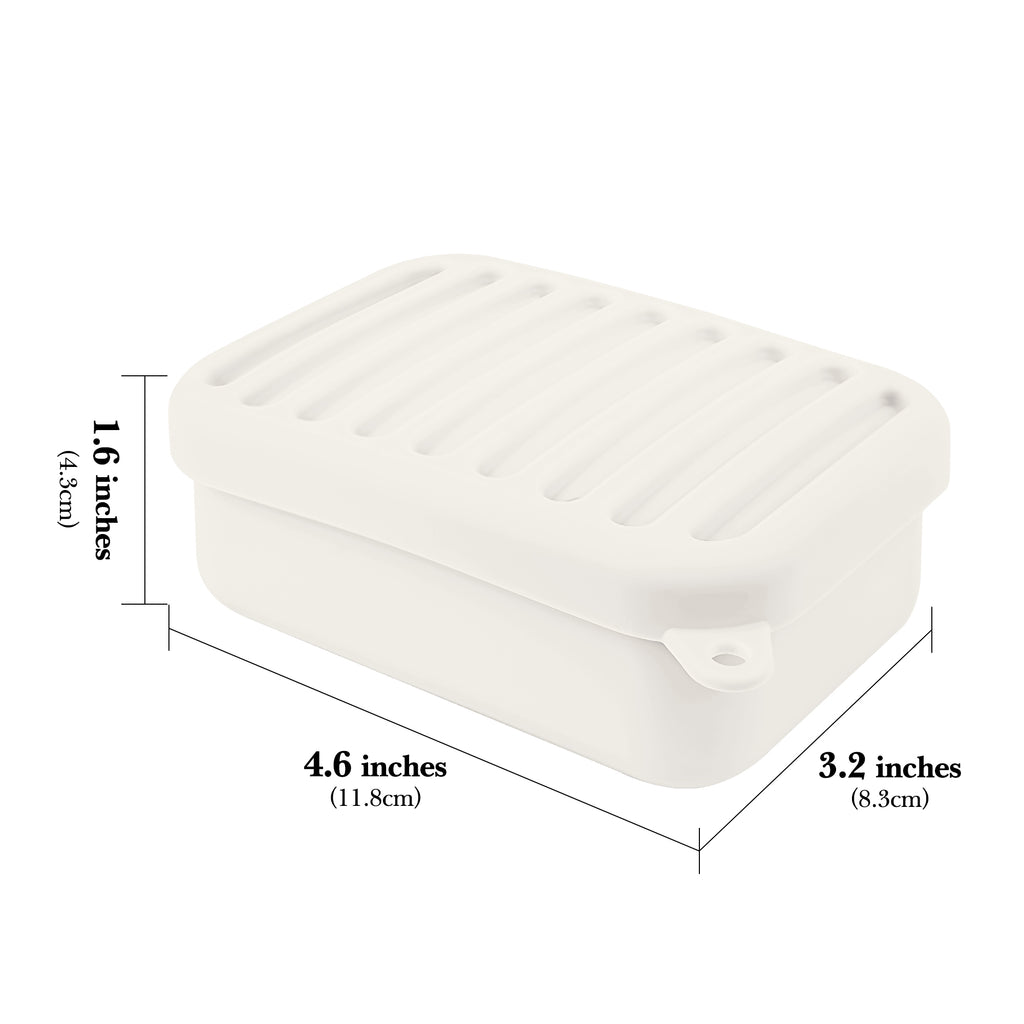 Linkidea Silicone Travel Soap Storage Box, Compact Bar Soap Holder with Drainage Layer, Shatterproof Better Storage, Suitable for Bathroom, Gym (White)
