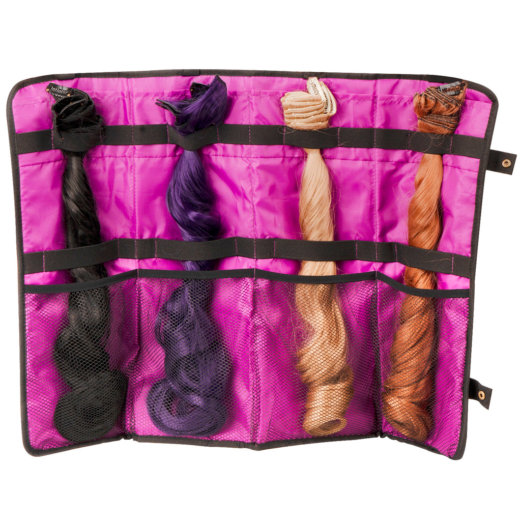 Linkidea Hard Shell Wig Storage Case with Hanger, Portable Travel Bag for Four Full Hair Extension Bundles (Black)