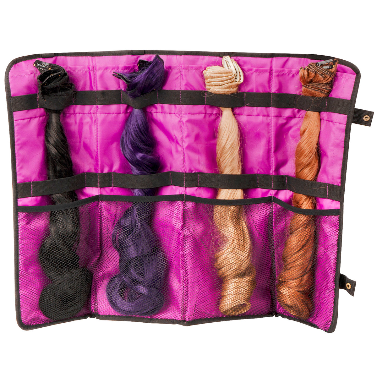 Linkidea Hard Shell Wig Storage Case with Hanger, Portable Travel Bag for Four Full Hair Extension Bundles (Black)