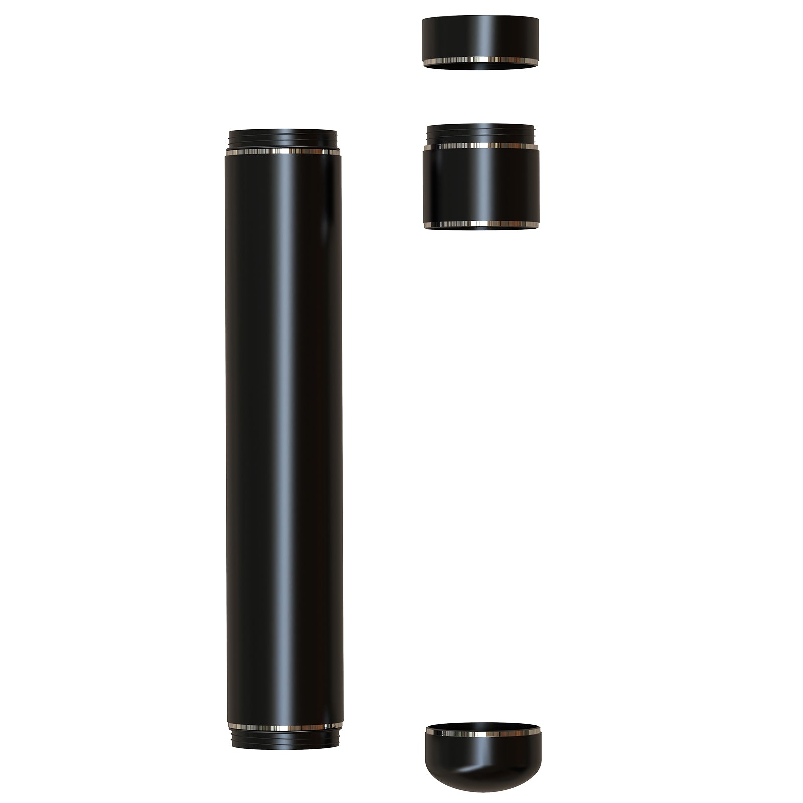 Linkidea Aluminum Alloy Cigar Holder Case, Men's Cigar Tube Airtight Single Tube for 50-62 Ring, Cigar Tubes with Caps (Black)