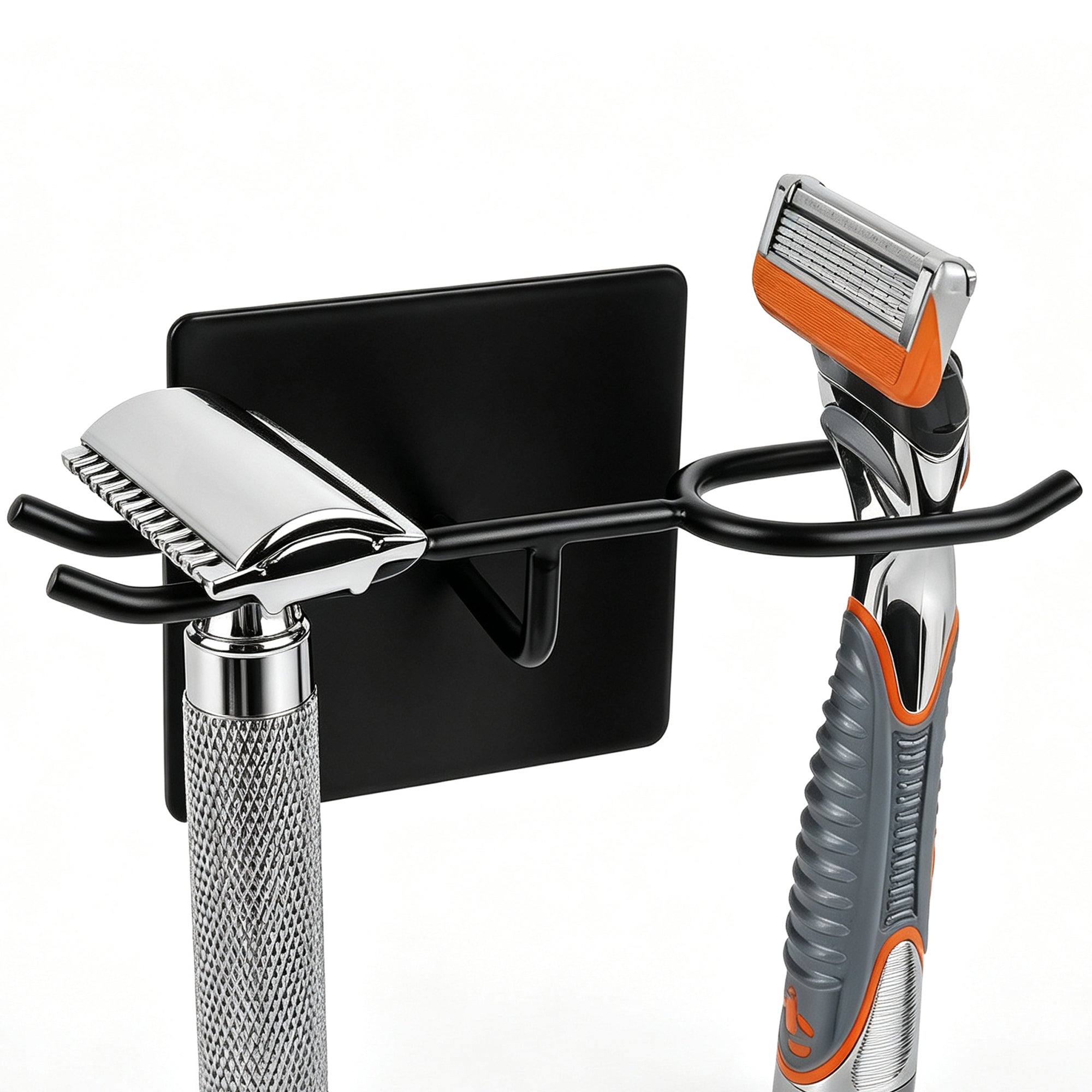 Linkidea Stainless Steel Razor Stand, DE Safety Razor Holder for Wall, Compatible with Gillette Fusion 5, Sensor 3, Labs Special NFL Series, Merkur 23C (Black)
