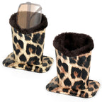 Sunglasses Desk Holder Stand, 2 Pack Plush Lined Oversized Eyewear Display Storage Compatible with Gucci GG0876S GG0875S VERSACE VE4395 VE2230B (Leopard)