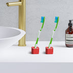 Linkidea 2 Pack Mini Toothbrush Holder, Aluminum Tooth Brush Stand Razor Holders for Bathroom Vanity Countertops, Office Penholder Pencil Stand Holders Organizer (Red)