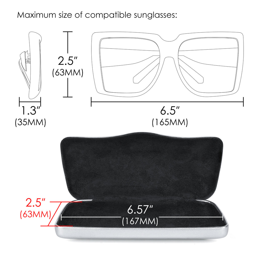 Linkidea Oversized Sunglasses Case, Large Frame Glasses Case for Sunglass, Eyeglasses Travel Bag Compatible with DIOR Missdior B1U EverDior A1U Rayban Aviator Titanium (Silver)