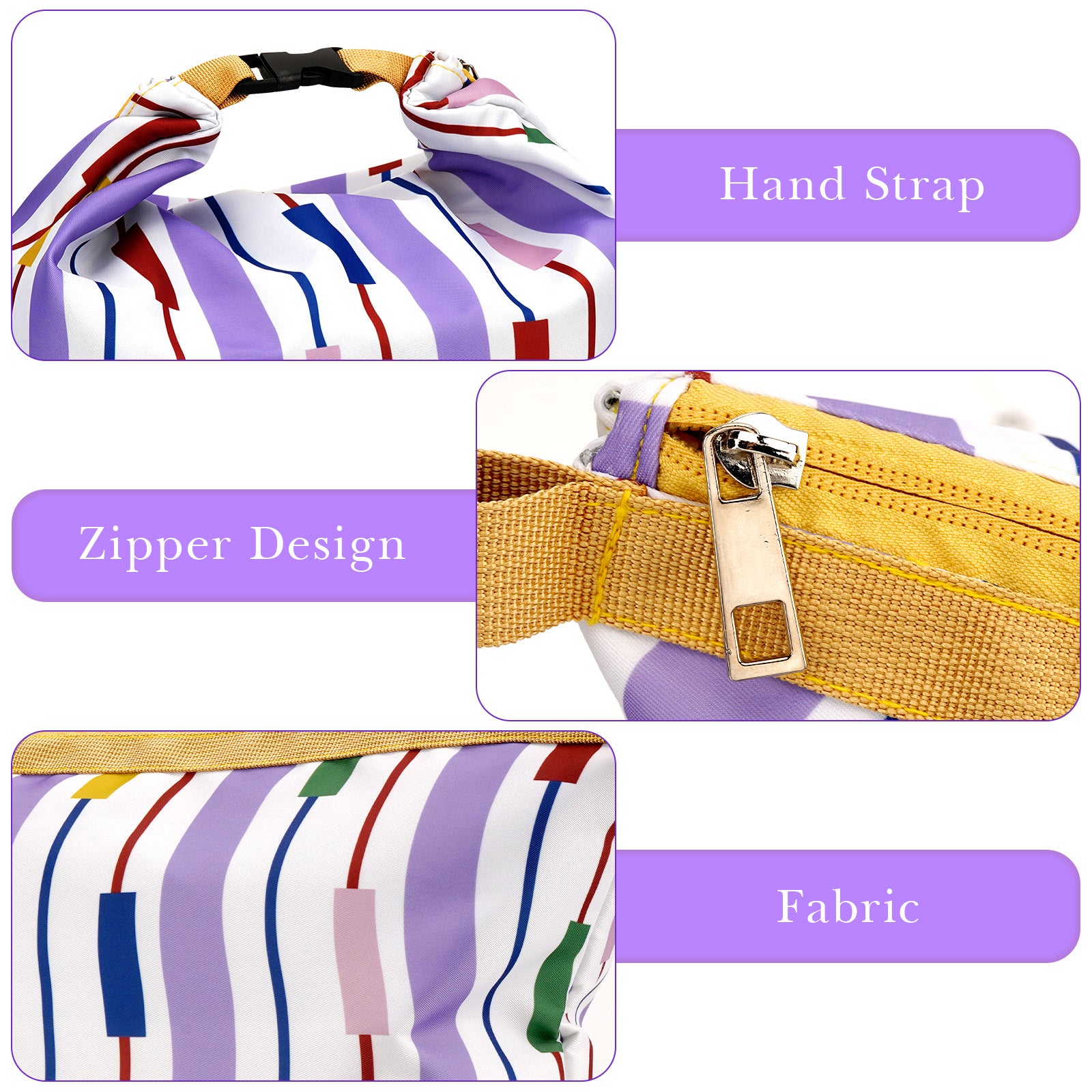 Linkidea Insulated Snack Bag, Thermal Lunch Tote, Reusable Picnic Accessories for Adults, Portable Food Storage Pouch, Waterproof Lunch Cooler Bag(Purple)
