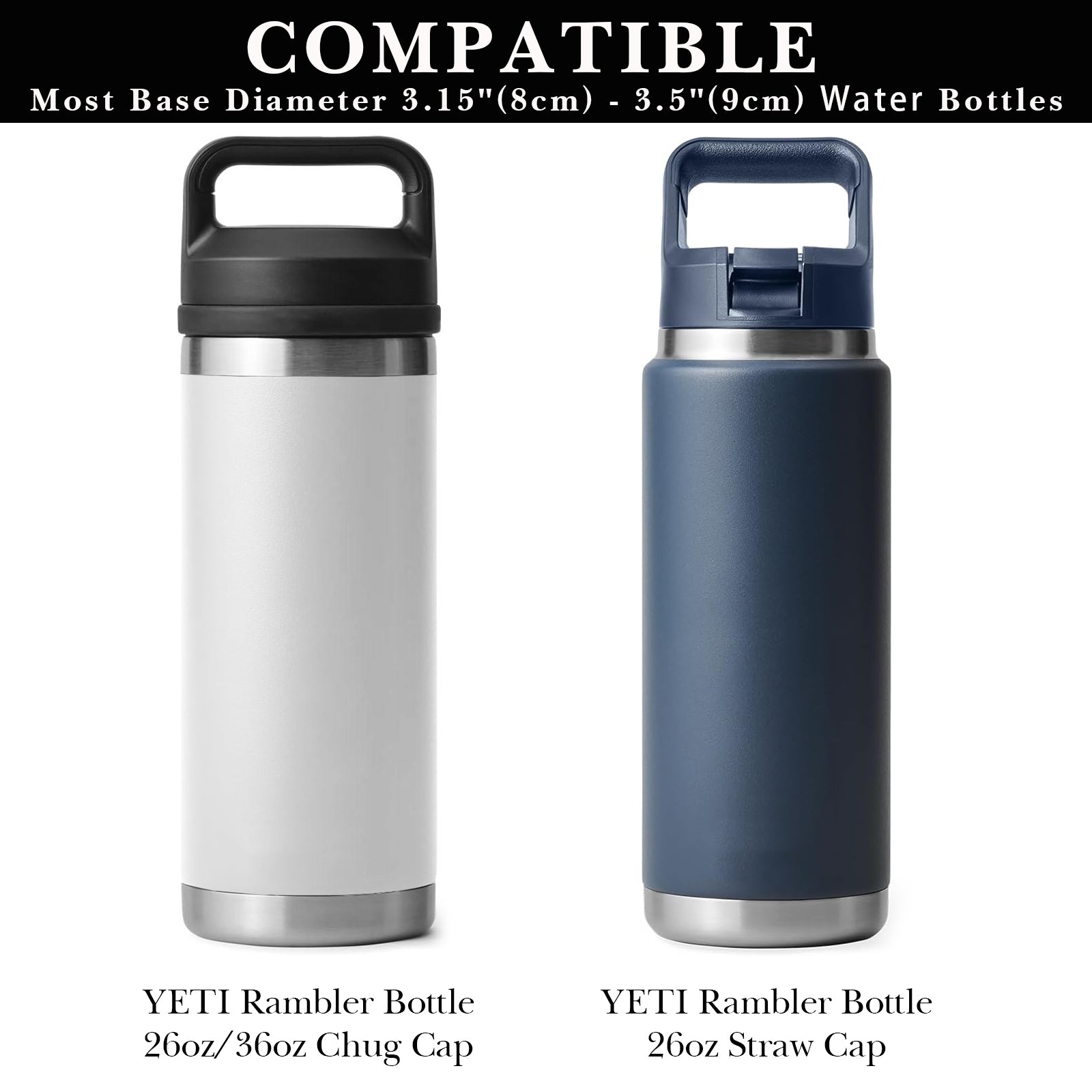 Linkidea Water Bottle Carrier with Strap Compatible with YETI Rambler Bottle 26oz/36oz, Waterbottle Sling Bag Holder with Shoulder Strap, Black