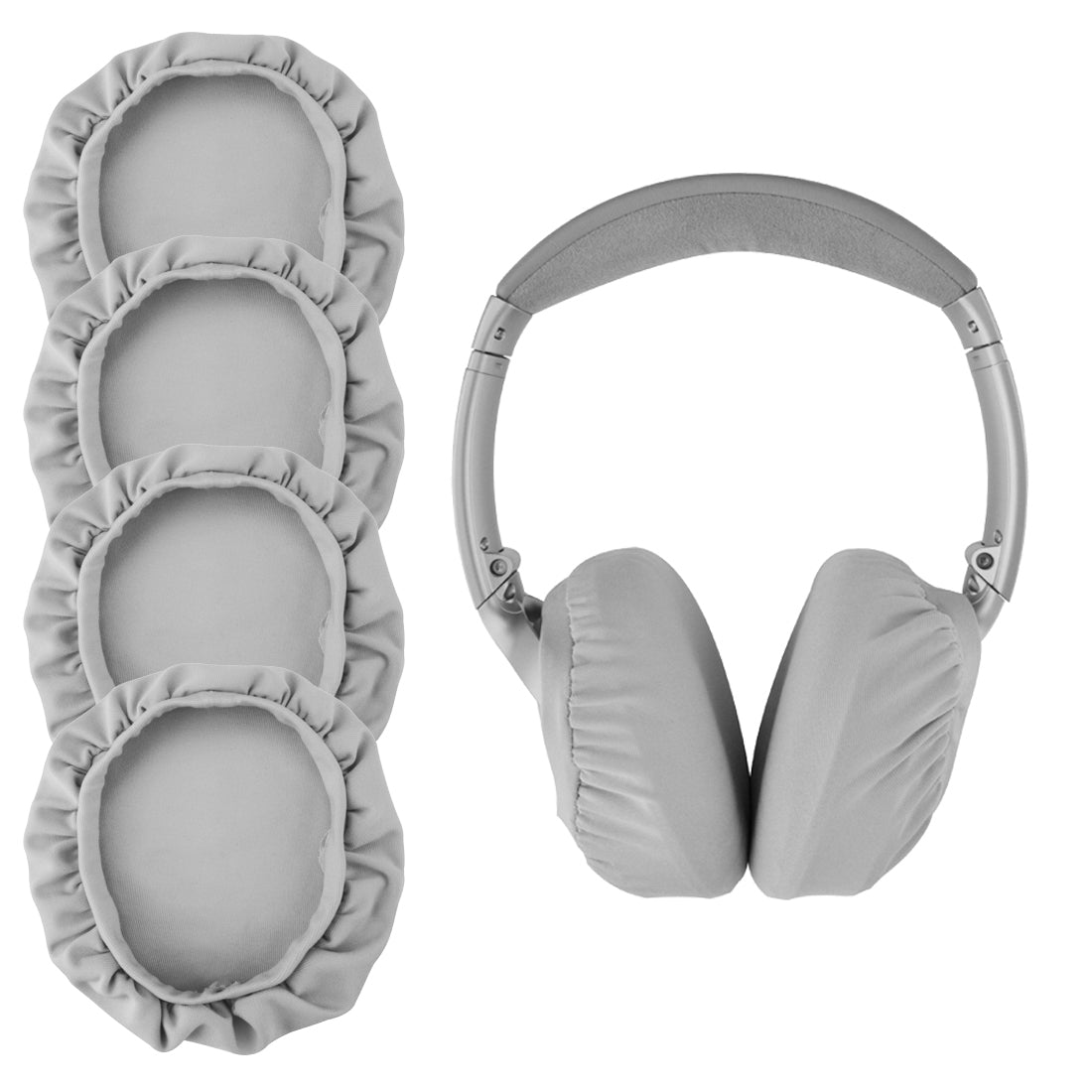 Linkidea Fabric Ear Covers, Washable, Sweatproof Protectors for Headphones, Ideal for Gym & Gaming, 2 Pairs (Size M, Light Grey)