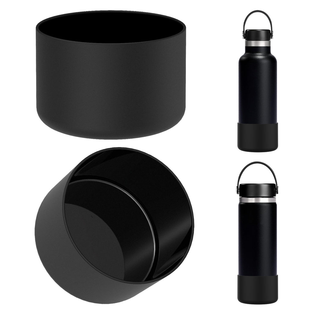 Linkidea 2 Pack Water Bottle Boot Compatible with Hydro Flask Wide Mouth Bottle 12oz/14oz/16oz/18oz/20oz, Silicone Bottle Bottom Sleeve Bumper Protector (Black)
