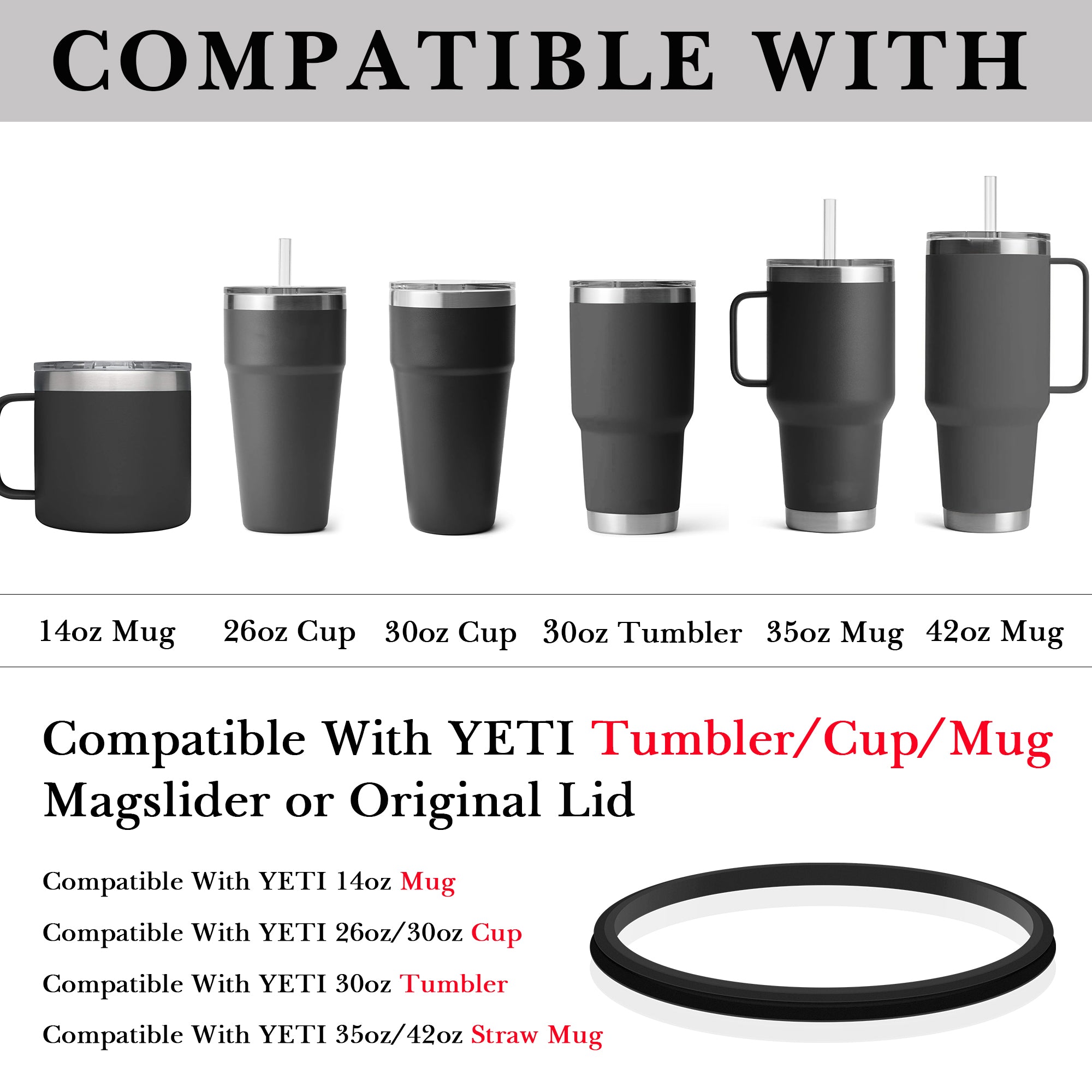 Linkidea 8 Pack Water Bottle Gasket Replacement Compatible with YETI Tumbler 30oz, Cup 26oz/30oz, Silicone O Ring Leak Proof Rubber Seal with Tweezer
