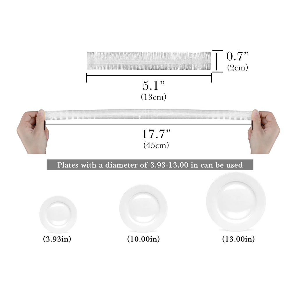 Linkidea 50 Pcs Elastic Food Storage Cover, Plastic Food Wrap Up To 17.7 in Diameter Fits Plate & Bowl, Reusable Stretch Food Covers for Kitchen, Dining Use