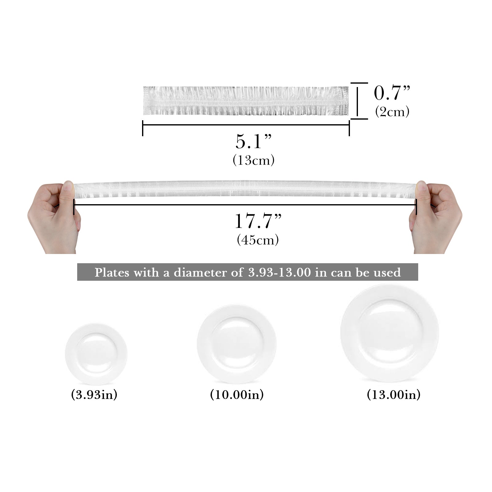Linkidea 50 Pcs Elastic Food Storage Cover, Plastic Food Wrap Up To 17.7 in Diameter Fits Plate & Bowl, Reusable Stretch Food Covers for Kitchen, Dining Use