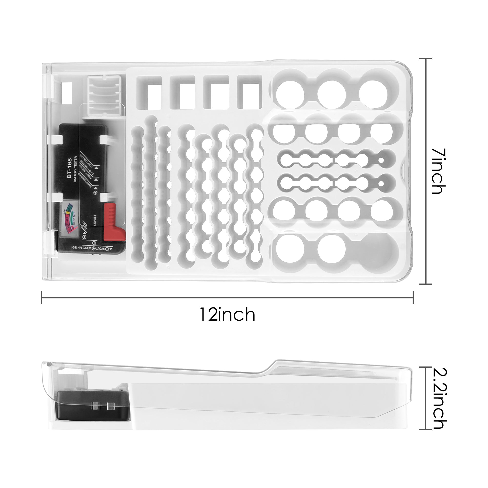 Linkidea Battery Organizer Storage Case, Battery Storage Box with Tester Holds 93 Batteries Various Sizes for AAA, AA, 9V, C, D, and Button Battery