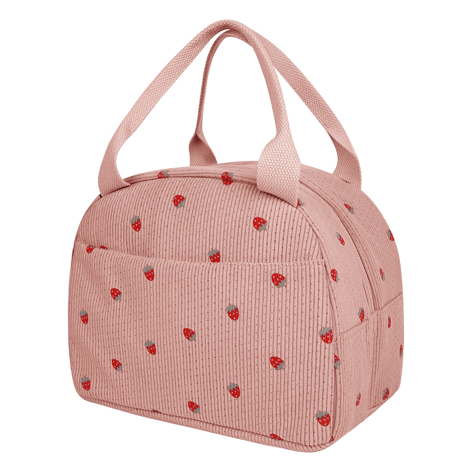 Linkidea Lunch Box for Adult, Corduroy Lunch Bag with Hand Strap, Large Capacity Lunch Bag for Everyday Outings, Compatible with Crock Pot, DUPASU, Aotto, LUNCHEAZE (Pink)