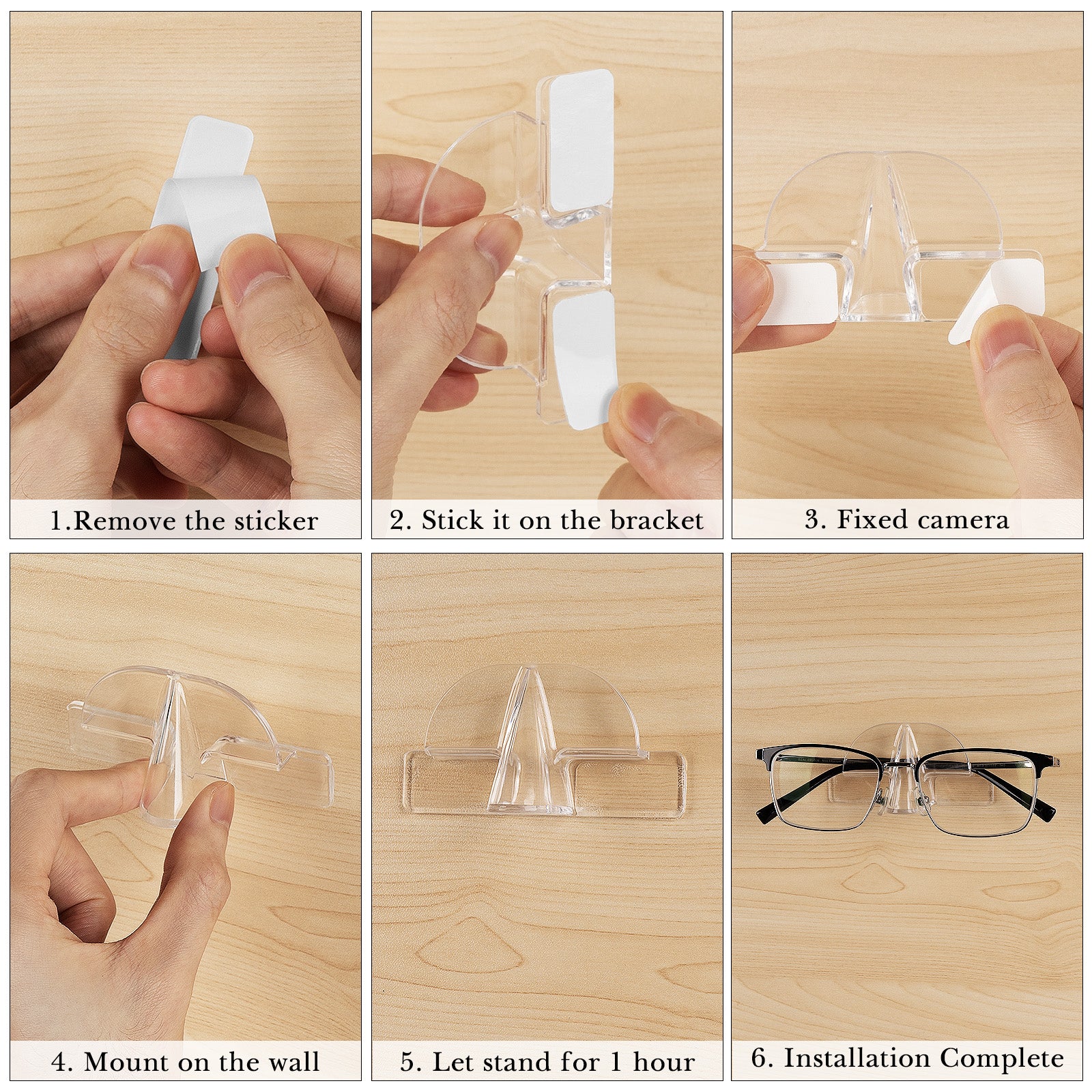 Sunglasses Organizer Storage 6 Pack, Wall Mount Clear Glasses Sunglasses Holder, Acrylic Sun Glasses Storage Organizer Compatible with Gucci GG0422S Ray Ban RB3025 RB3026 RB3016