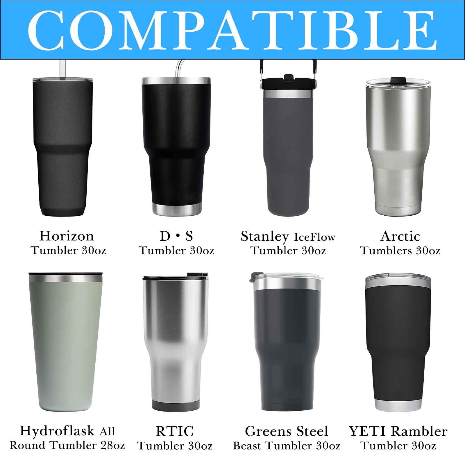 Linkidea 2 Pack Neoprene Tumbler Carrier with Strap Compatible with YETI Rambler Tumbler 30oz, Greens Steel Beast Tumbler 30oz, Waterbottle Sling Bag Holder with Shoulder Strap (Blue)