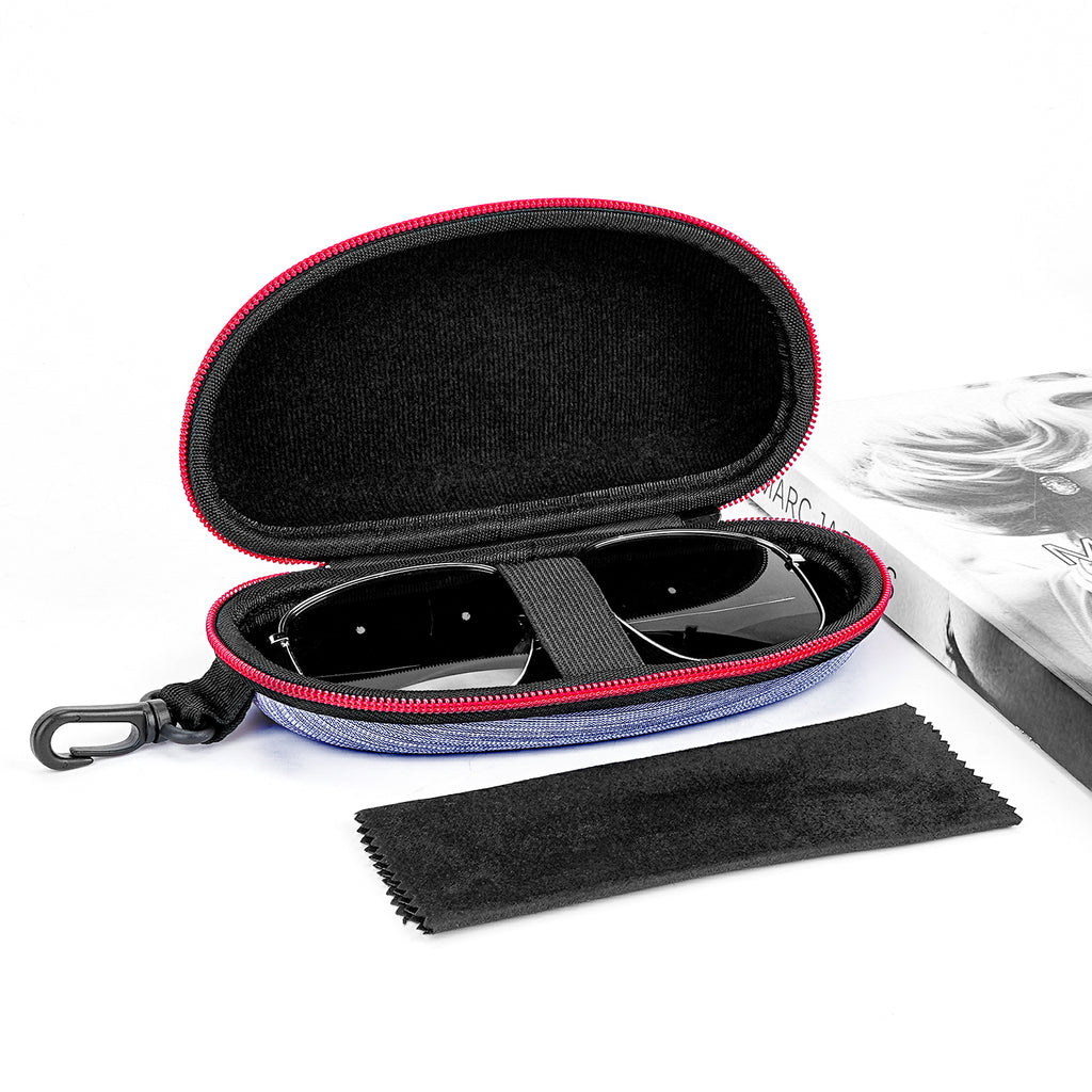 Extra Large Hard Shell Sunglasses Case, Oversized Sun Glasses Storage Bag Pouch Organizer Compatible with Rayban RB3025 RB3717 Gucci GG0595S TOM FORD FT0783 FT1013 (XXL, Blue)