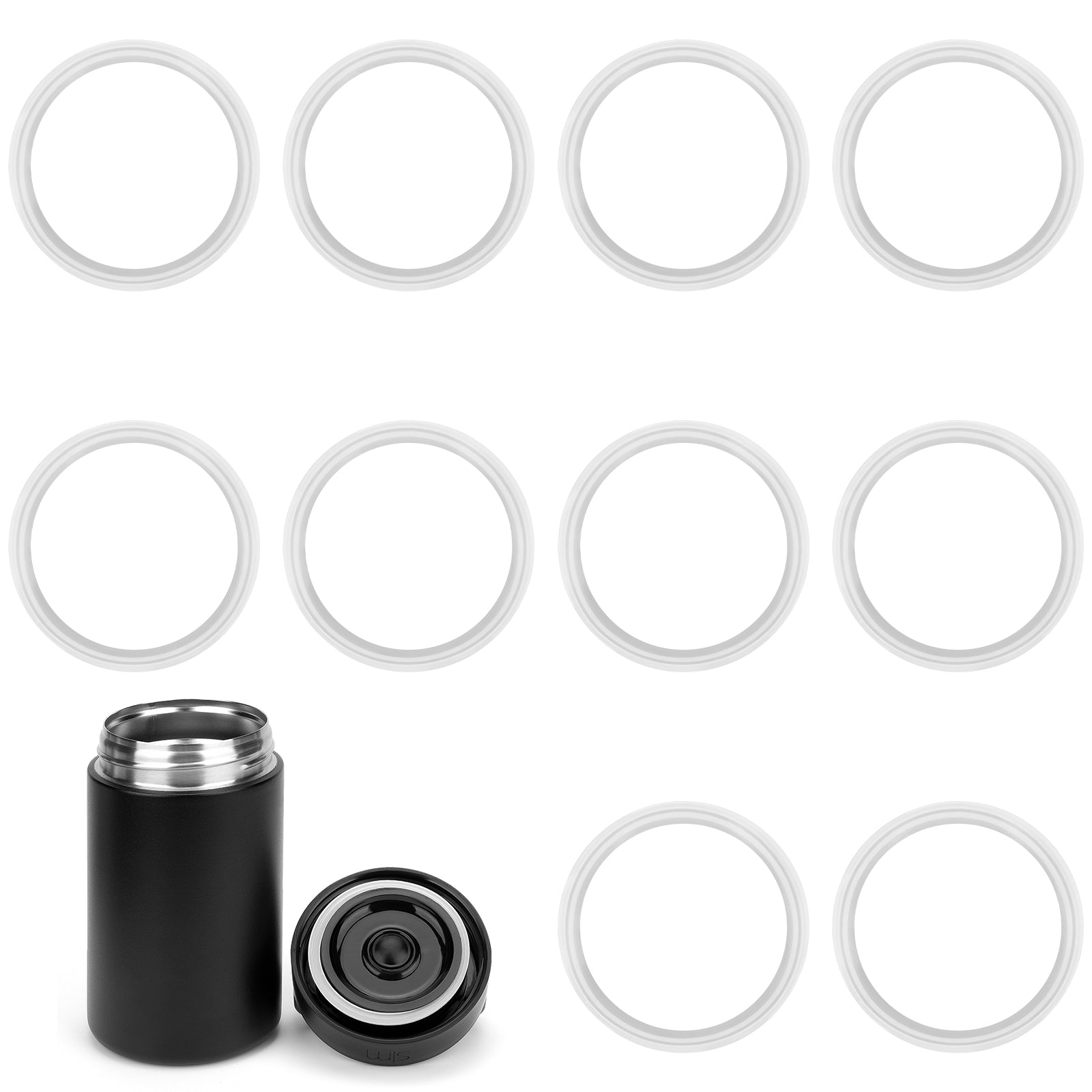 Linkidea 10 Pcs Silicone Seal Replacement, Exact Fit Lid Seal Gasket Compatible with Simple Modern Food Jar, Exact Fit to 16 Ounce (White)