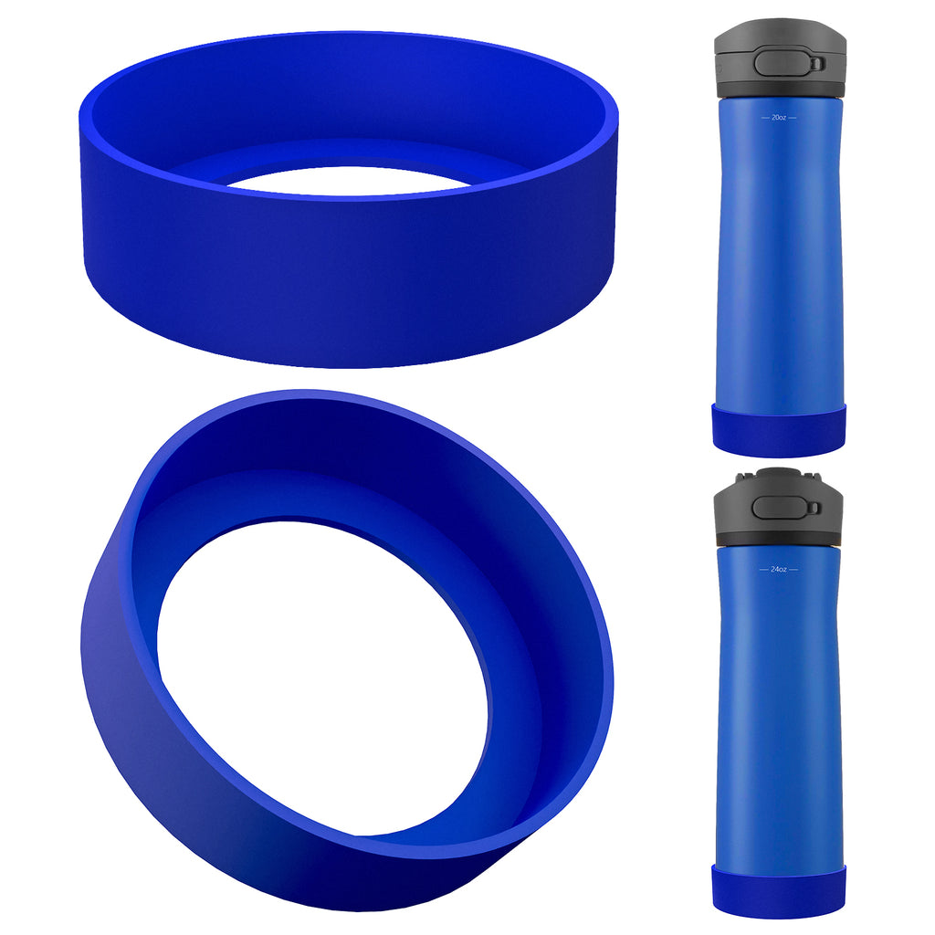 Linkidea 2 Pack Water Bottle Boot Compatible with Contigo Jackson Chill 2.0 20oz/24oz, Ashland Chill 20oz/24oz, Silicone Anti-Slip Bottle Bottom Bumper Protector (Deepsea Blue)