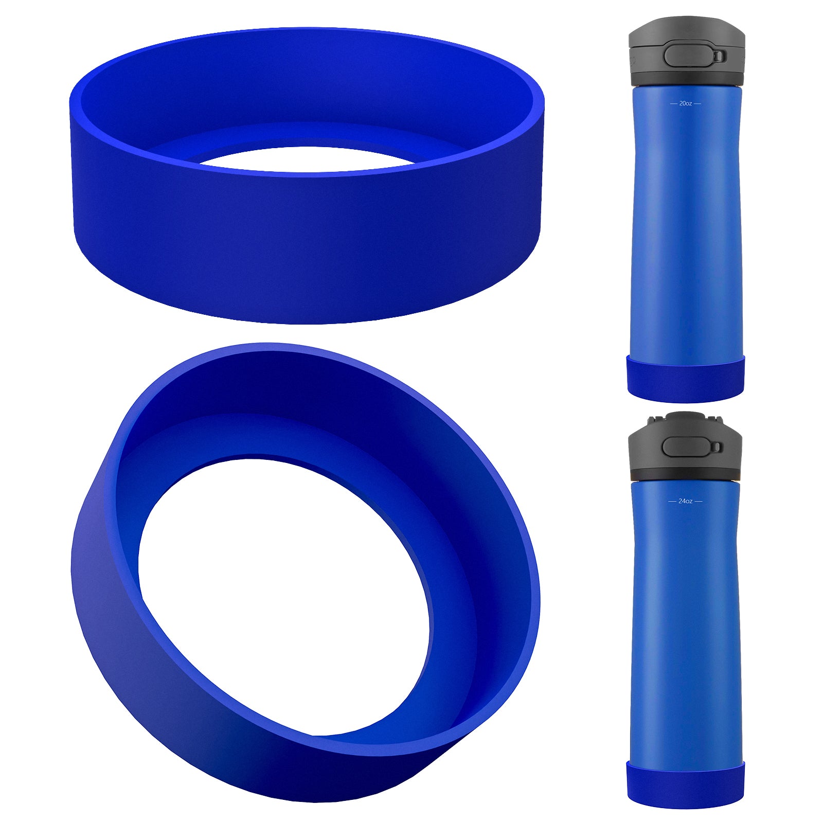 Linkidea 2 Pack Water Bottle Boot Compatible with Contigo Jackson Chill 2.0 20oz/24oz, Ashland Chill 20oz/24oz, Silicone Anti-Slip Bottle Bottom Bumper Protector (Deepsea Blue)