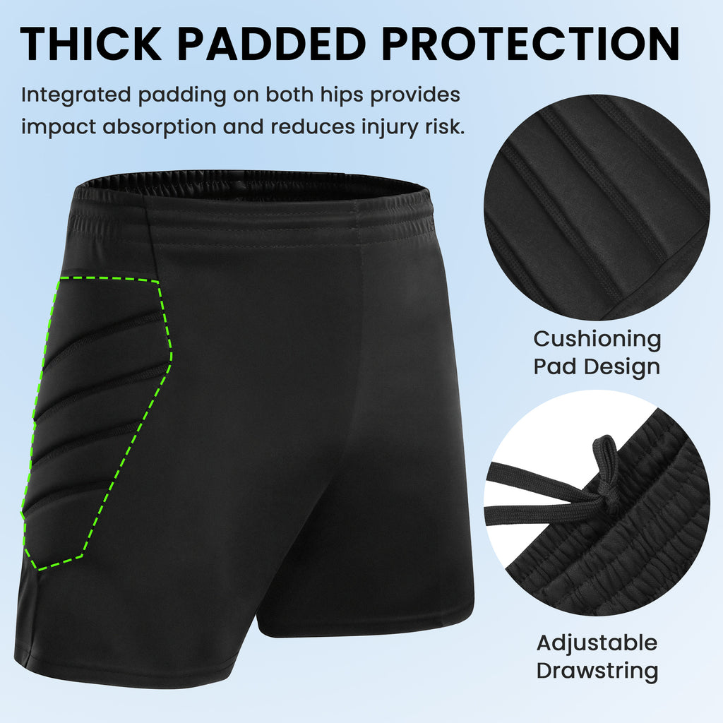 Linkidea Youth Soccer Goalie Shorts with Hip Padding, Moisture-Wicking Goalkeeper Shorts for Kids Boys Girls (Ages 7-8)