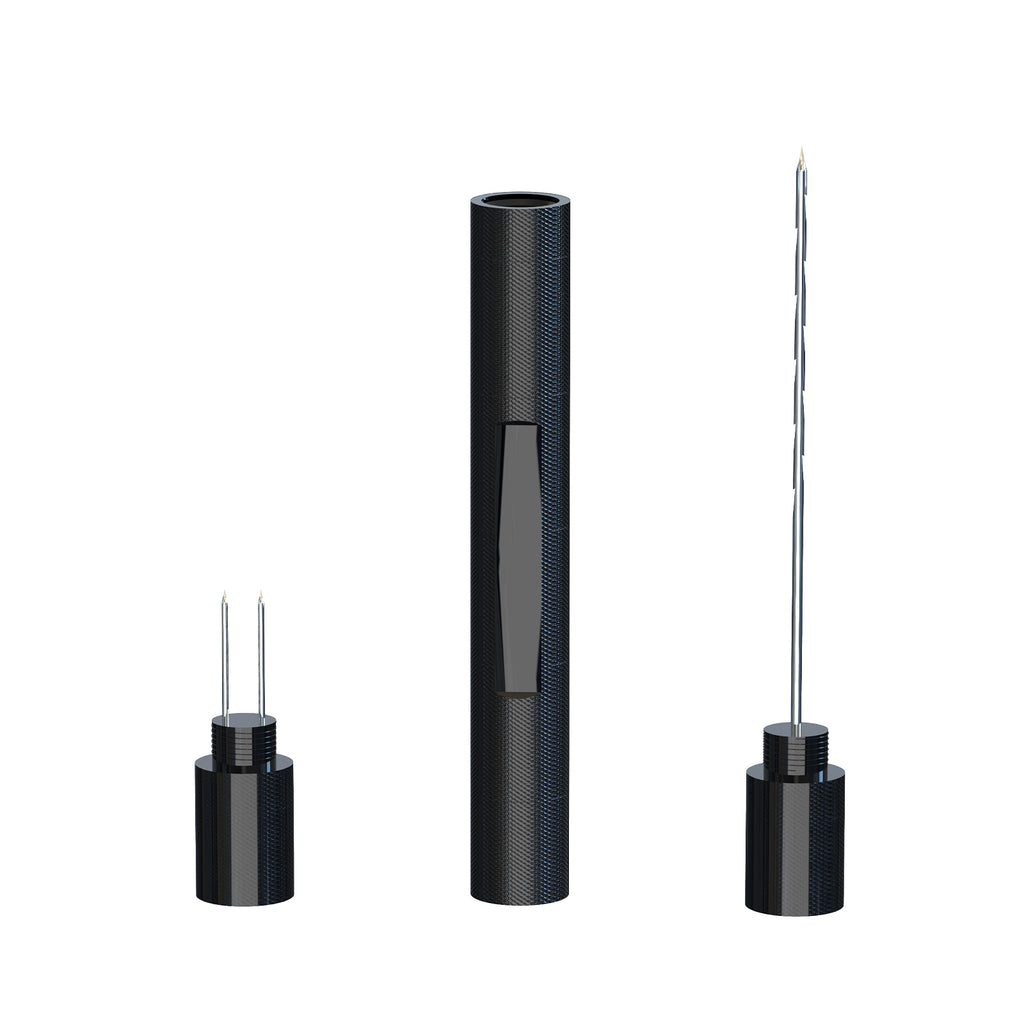 Linkidea 2-in-1 Aluminum Cigar Punch Cutter & Draw Enhancer Tool, Twin Sharp Needle Pins to Clear Clogged Cigars & Restore Airflow (Black)