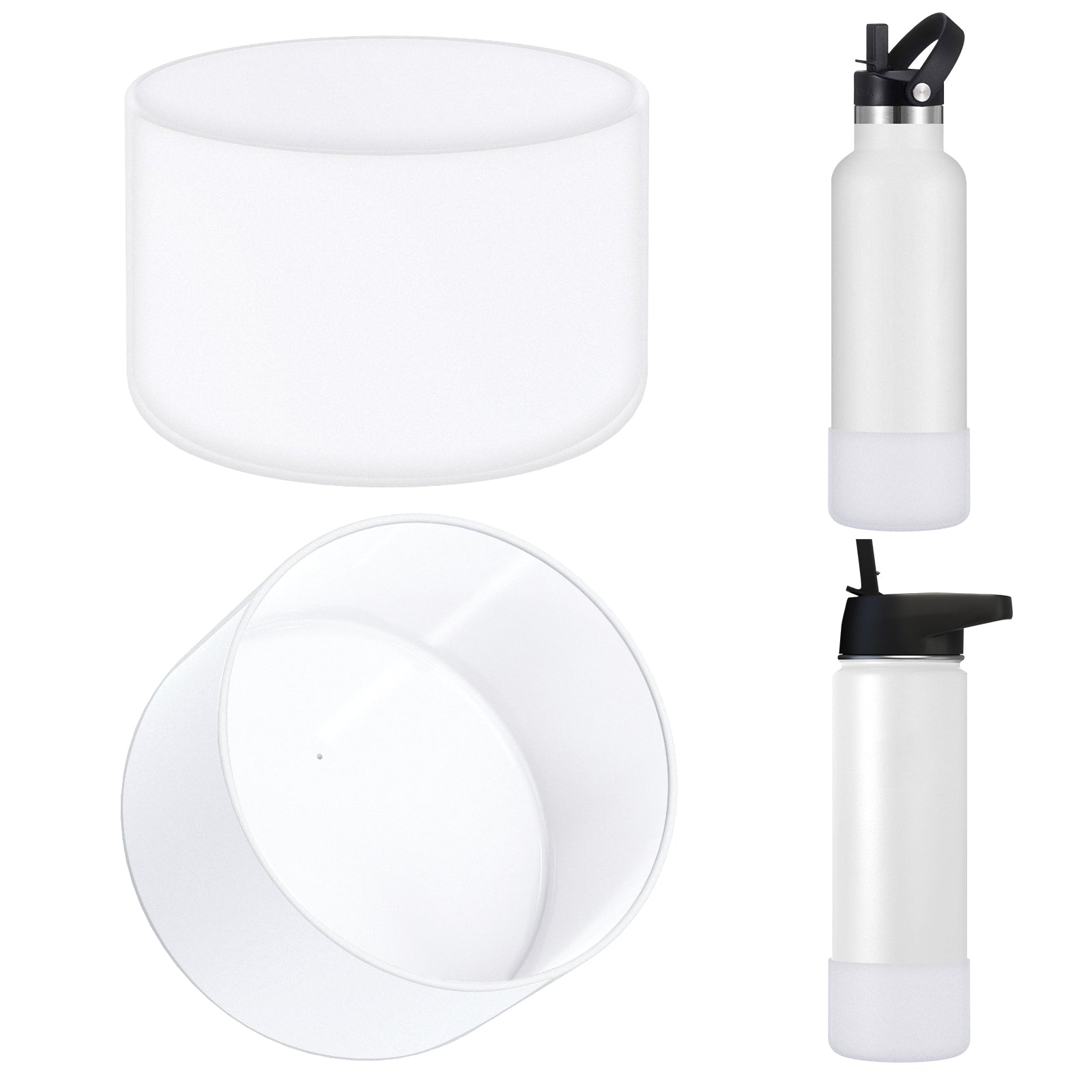 Linkidea 2 Pack Water Bottle Boot Compatible with IRON °FLASK Wide/Narrow Mouth 12oz/14oz/16oz/18oz/20oz/22oz/24oz, Silicone Bottle Bottom Sleeve Cover Bumper Protector (Clear)
