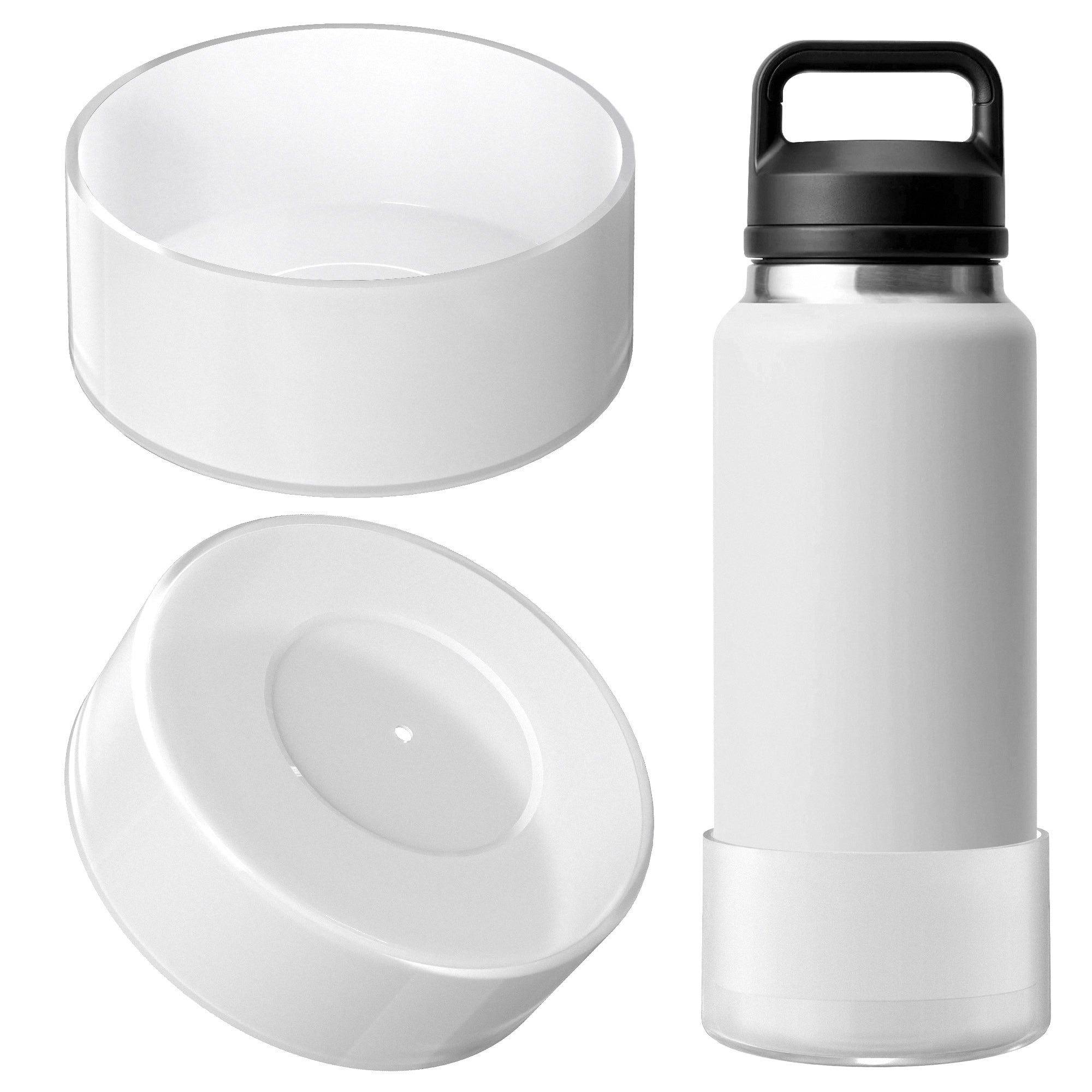 Linkidea 2 Pack Water Bottle Boot Compatible with YETI Rambler Bottle 36oz, Silicone Anti-Slip Waterbottle Bottom Sleeve Cover Protector (Clear White)