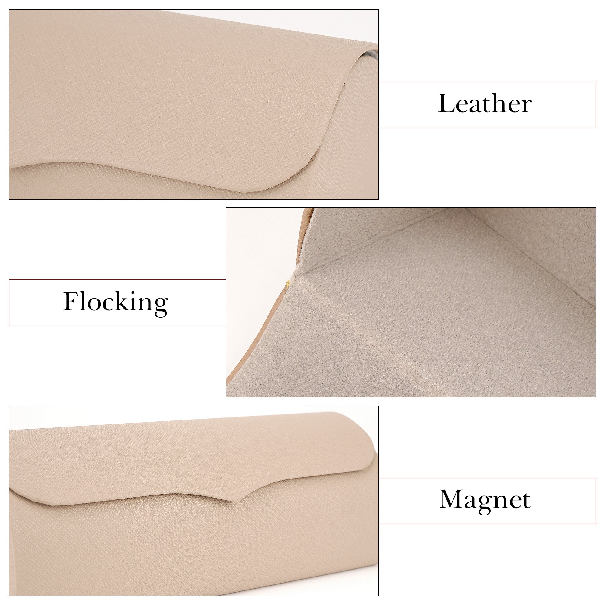 Extra Large Hard Shell Sunglasses Case, Vegan Leather Sun Glasses Storage Organizer Compatible with Rayban RBS0101S/RB8097/RB8089 (XL / Beige)