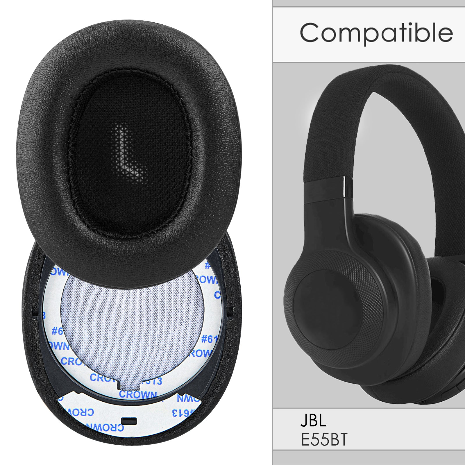 Linkidea Replacement Ear Pads for JBL E55BT Headphones Ear Cushions ( Protein Leather / Black )