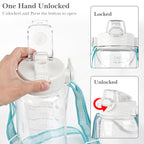 Linkidea 55oz Tritan Water Bottle with Strap & Handle, Reusable Sports Waterbottle with Time Marker, Portable Large Water Bottles for Gym Fitness Outdoor, Shoulder Strap (White & Clear)