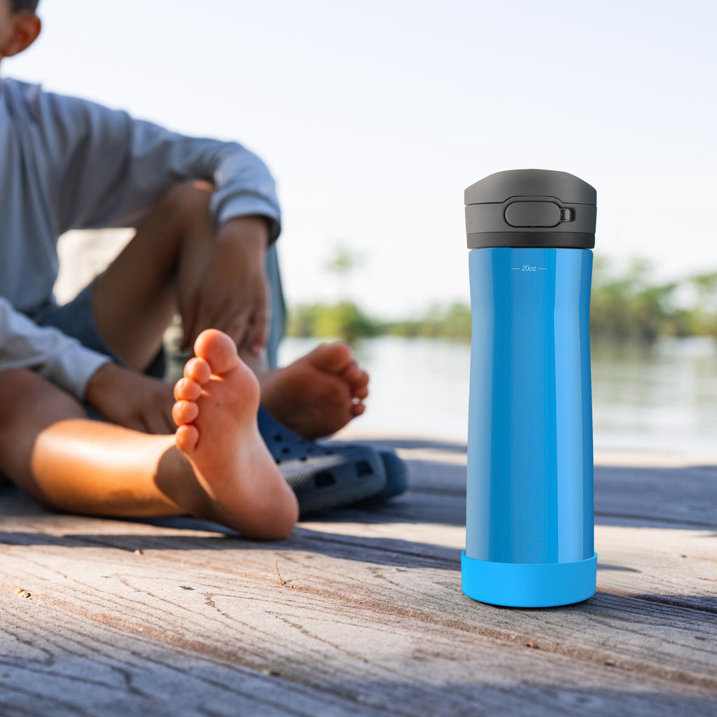 Linkidea 2 Pack Water Bottle Boot Compatible with Contigo Jackson Chill 2.0 20oz/24oz, Ashland Chill 20oz/24oz, Silicone Anti-Slip Bottle Bottom Bumper Protector (Blue)