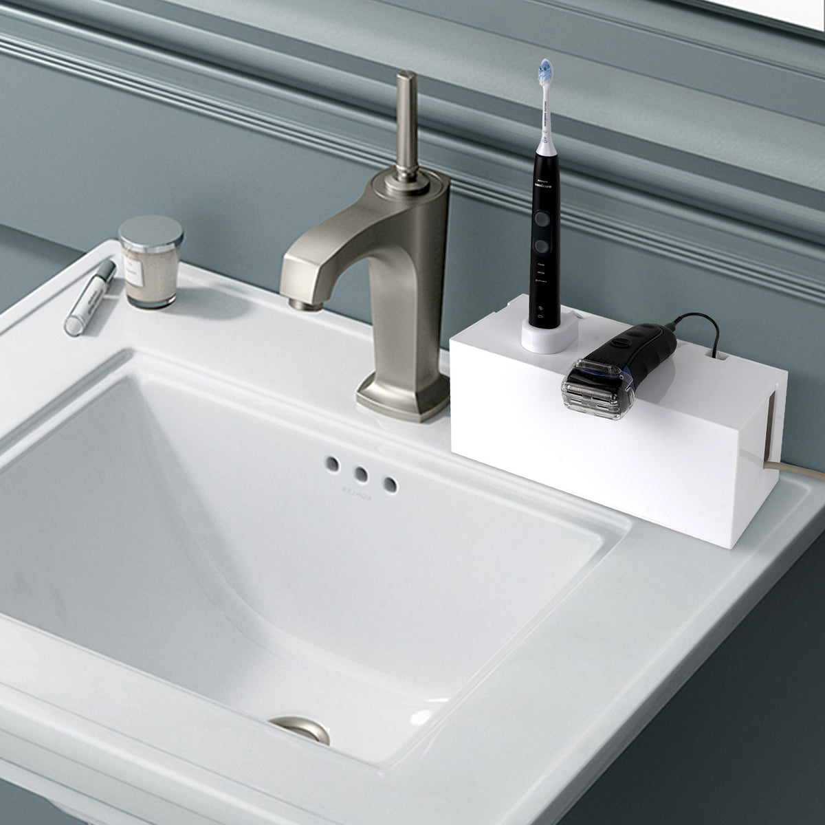 Vanity Razor Linkidea Bathroom Electric Toothbrush and Razor Cable Organizer Box, V ...