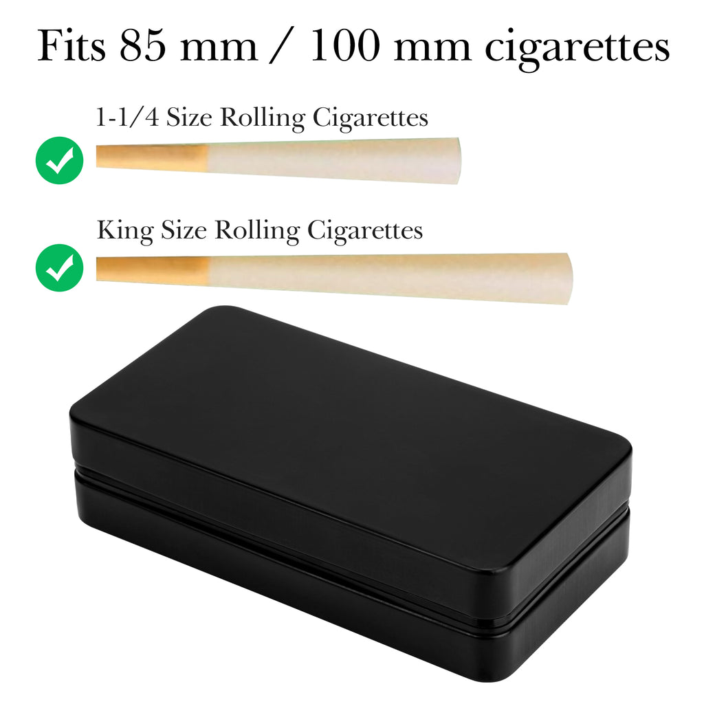 Linkidea 6 Pack Pocket Cigarette Case, Hard Metal Cigarette Protective Box, Fits 85mm & 100mm, Portable Travel Cigarette Holder Case (Black)