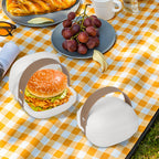 Linkidea 2 Pcs Hamburger Buns Storage Container, Portable Burger Holder with Hand Strap Suitable for Outdoor, Picnic, Work, Burger Box with Cover Fits to Good Burger or Sandwich Use (White)