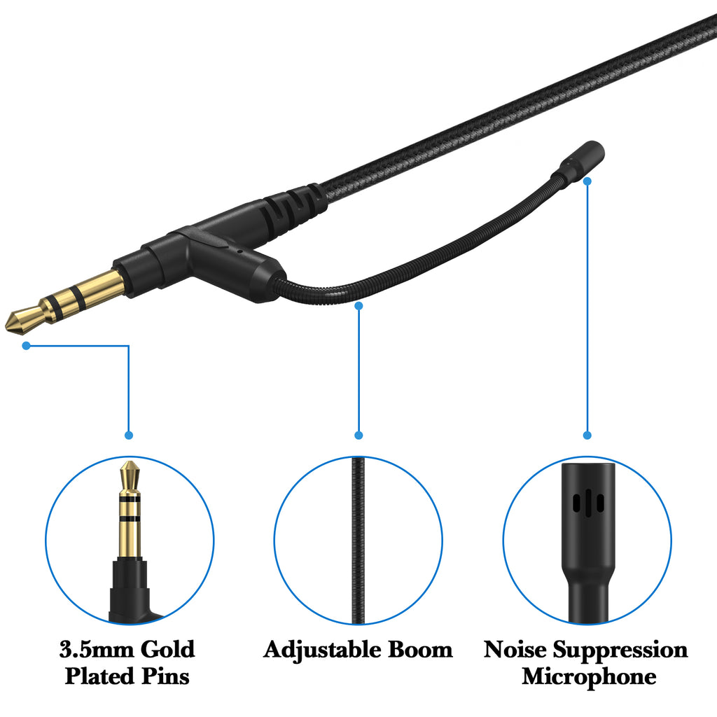 Linkidea Audio Cable with Mic for V-Moda M-200, M-100, Crossfade 2, LP, LP2, M-80, V-80 Headphones, 3.5mm TRRS to TRS Replacement Aux Cord (6.5 ft / 2 m)