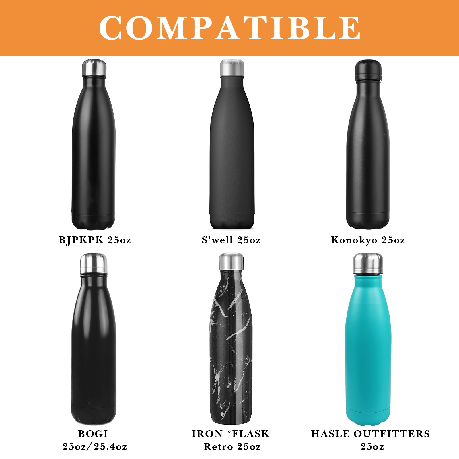 Linkidea 2 Pack Water Bottle Boot Compatible with 25oz S'well ORIGINAL, BJPKPK, Konokyo 25oz Cola Shaped Bottles, Silicone Bottle Boot Bottom Sleeve Cover Protector, Bottle Bumper (Orange)