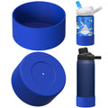Linkidea 2 Pack Water Bottle Boot Compatible with CamelBak Eddy+20oz/25oz, Chute Mag 20oz/25oz, Carry Cap, Silicone Anti-Slip Bottle Bottom Bumper Protector (Navy Blue)