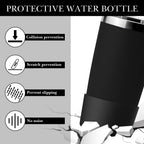 Linkidea Water Bottle Boot Compatible with YETI Rambler Travel Mug 20oz/30oz, Tumbler 20oz/30oz, Silicone Anti-Slip Water Bottle Bottom Sleeve Cover Protector (Black / 2 Pack)