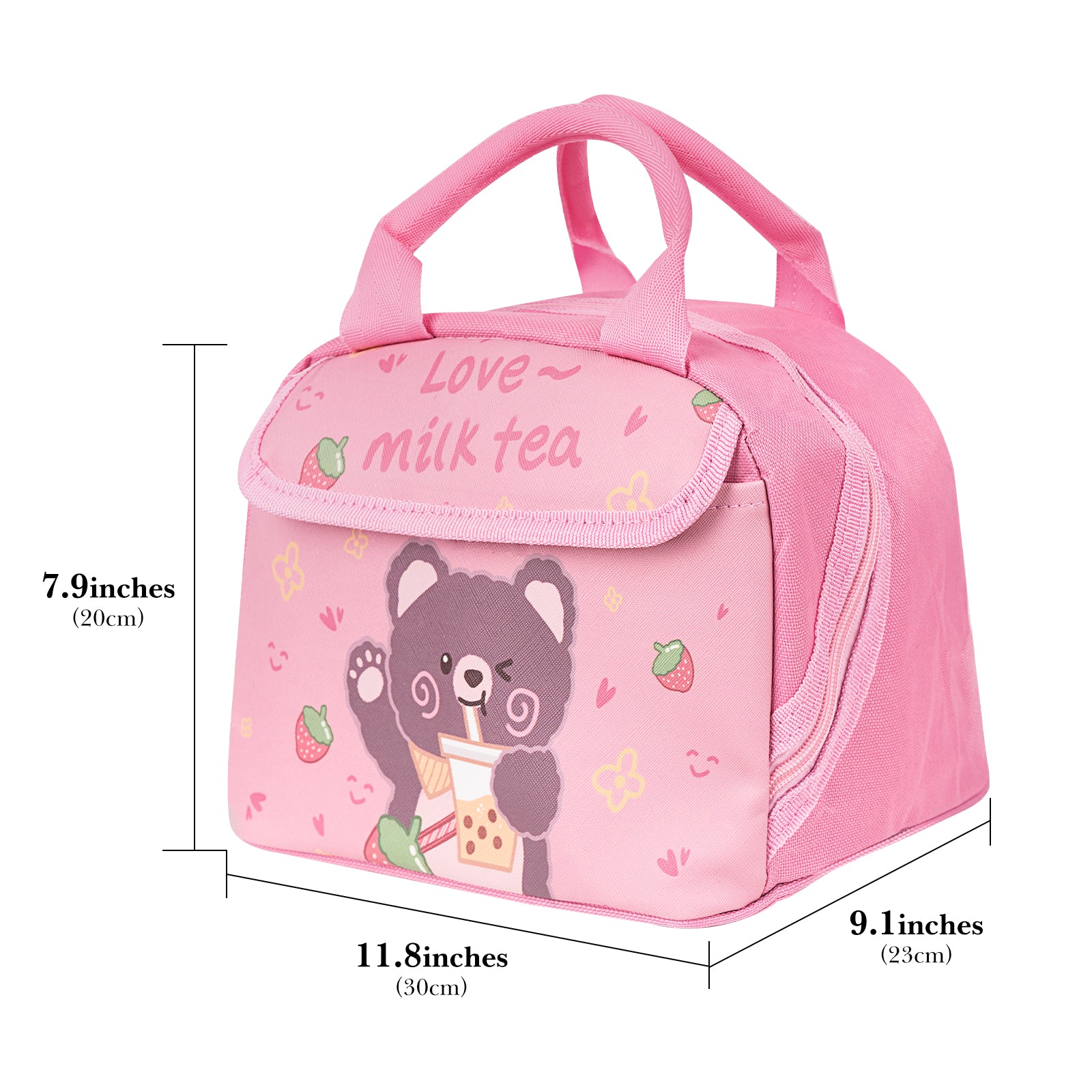 Linkidea Lunch Bag, Large Capacity Lunch Tote Bag with Hand Strap, Reusable Lunch Box Bag for Picnic, Outdoor, Compatible with B.Box, Sunhanny, Pedeco, QQKO, Xgxn Lunch Box (Pink)