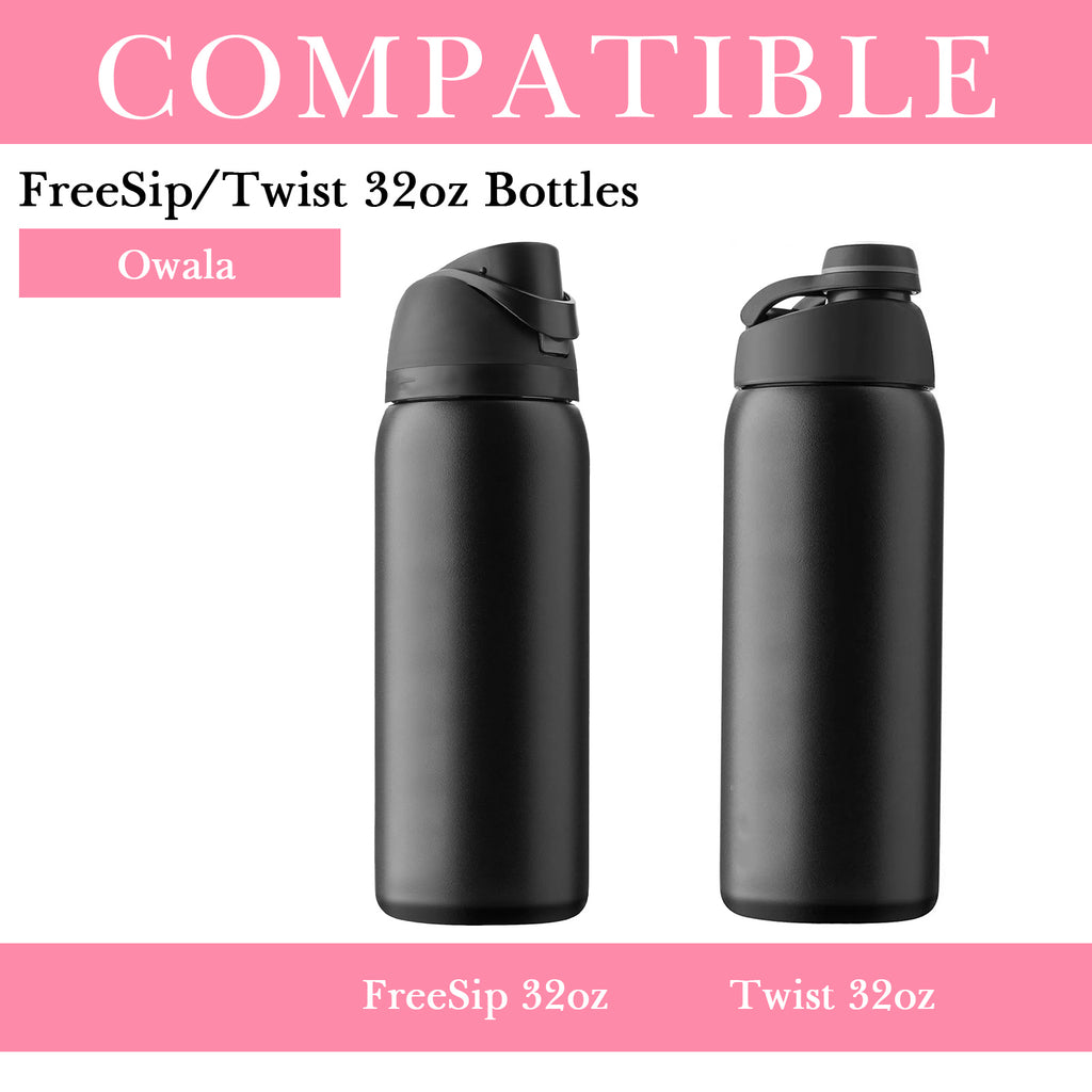 Linkidea 2 Pack Water Bottle Boot Compatible with Owala FreeSip 32oz, Twist 32oz, Silicone Anti-Slip Bottle Bottom Bumper Protector (Light Pink)