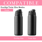 Linkidea 2 Pack Water Bottle Boot Compatible with Owala FreeSip 32oz, Twist 32oz, Silicone Anti-Slip Bottle Bottom Bumper Protector (Light Pink)