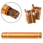 Linkidea Aluminum Cigars Holder Case, Men's Airtight Cigar Carrier Single Tube, 1.1"x 7.4" Portable Travel Cigar Storage with Caps (Gold)