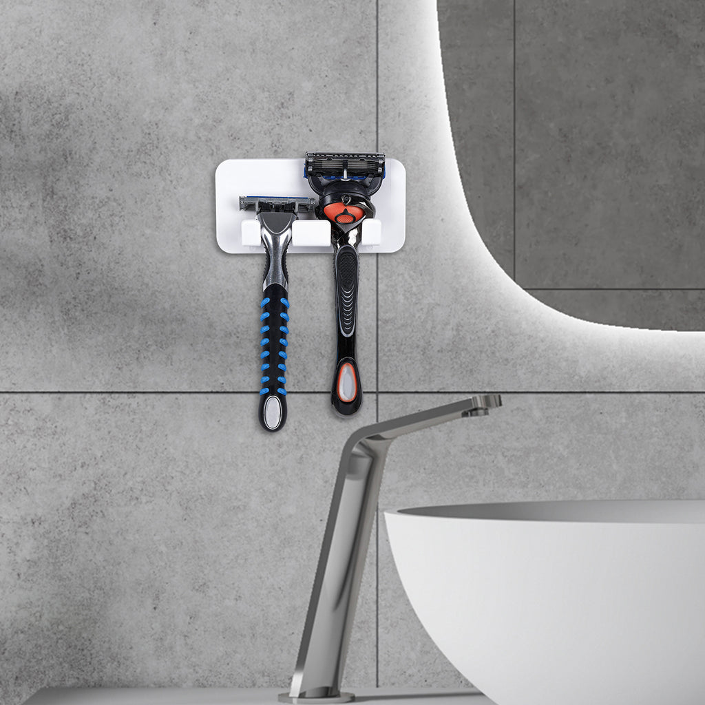 Linkidea 2 Pack Holder Razor, Shaver Stand for Shower Wall, Razor Holder Compatible with Gillette Fusion 5 Power, ProGlide Shield Power, Dorco (White)