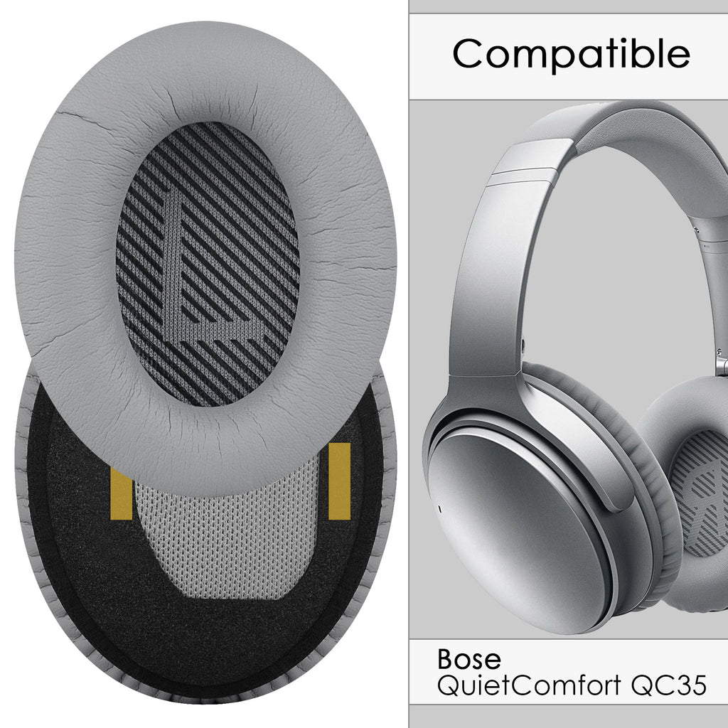 Linkidea Ear Pads for Bose QC45, QC35, QC35 II Gaming, QC15, QC25, AE 2/2i/2w, SoundTrue, SoundLink Around-Ear Headphones, Replacement Ear Cushions( Protein Leather / Grey )