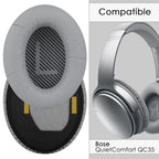 Linkidea Ear Pads for Bose QC45, QC35, QC35 II Gaming, QC15, QC25, AE 2/2i/2w, SoundTrue, SoundLink Around-Ear Headphones, Replacement Ear Cushions( Protein Leather / Grey )
