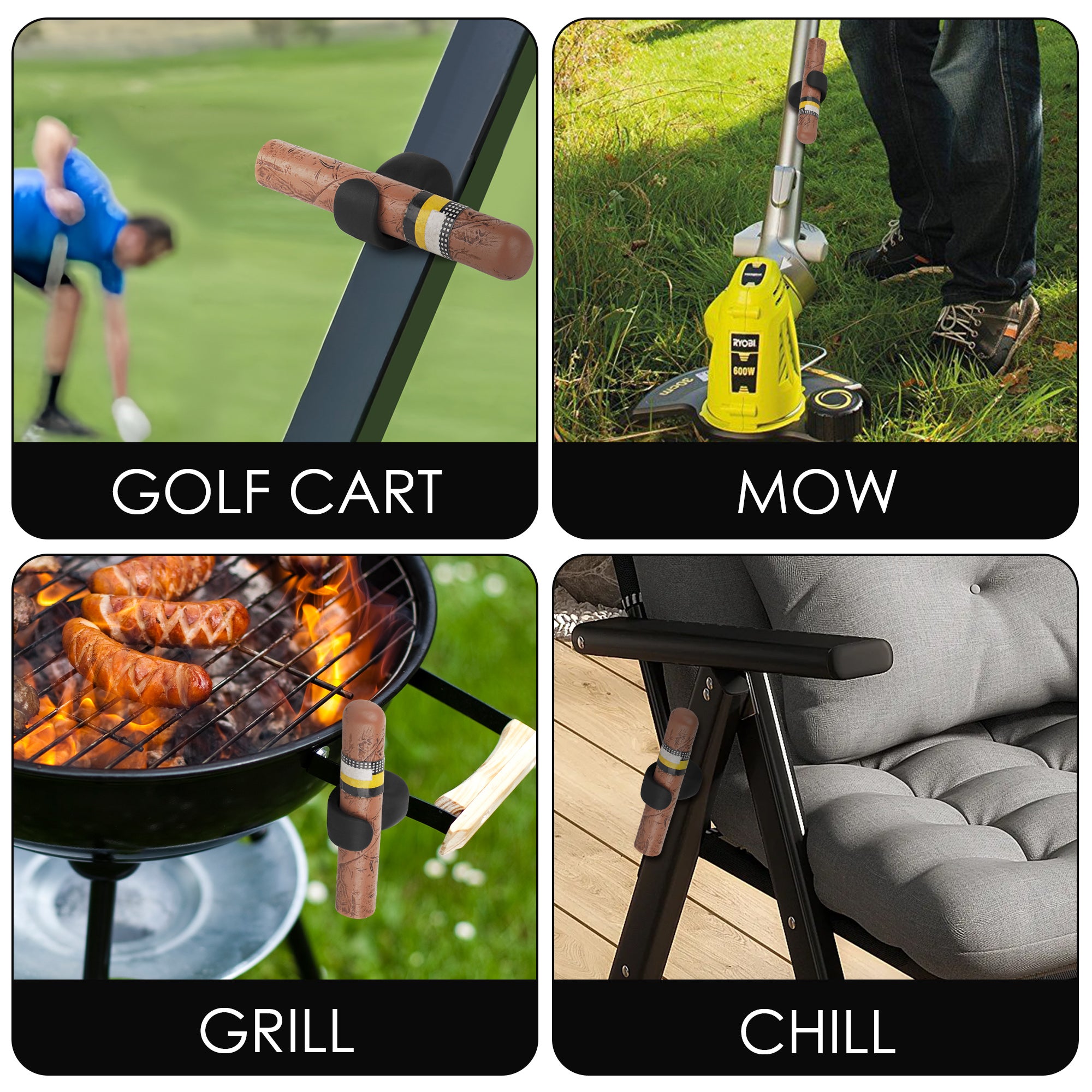 Linkidea Magnetic Cigar Holder Golf Cart Accessories, Cigar Gifts for Men, Cigar Holder Fits Golf Carts, Beach Chairs, Fishing Rods (Black)