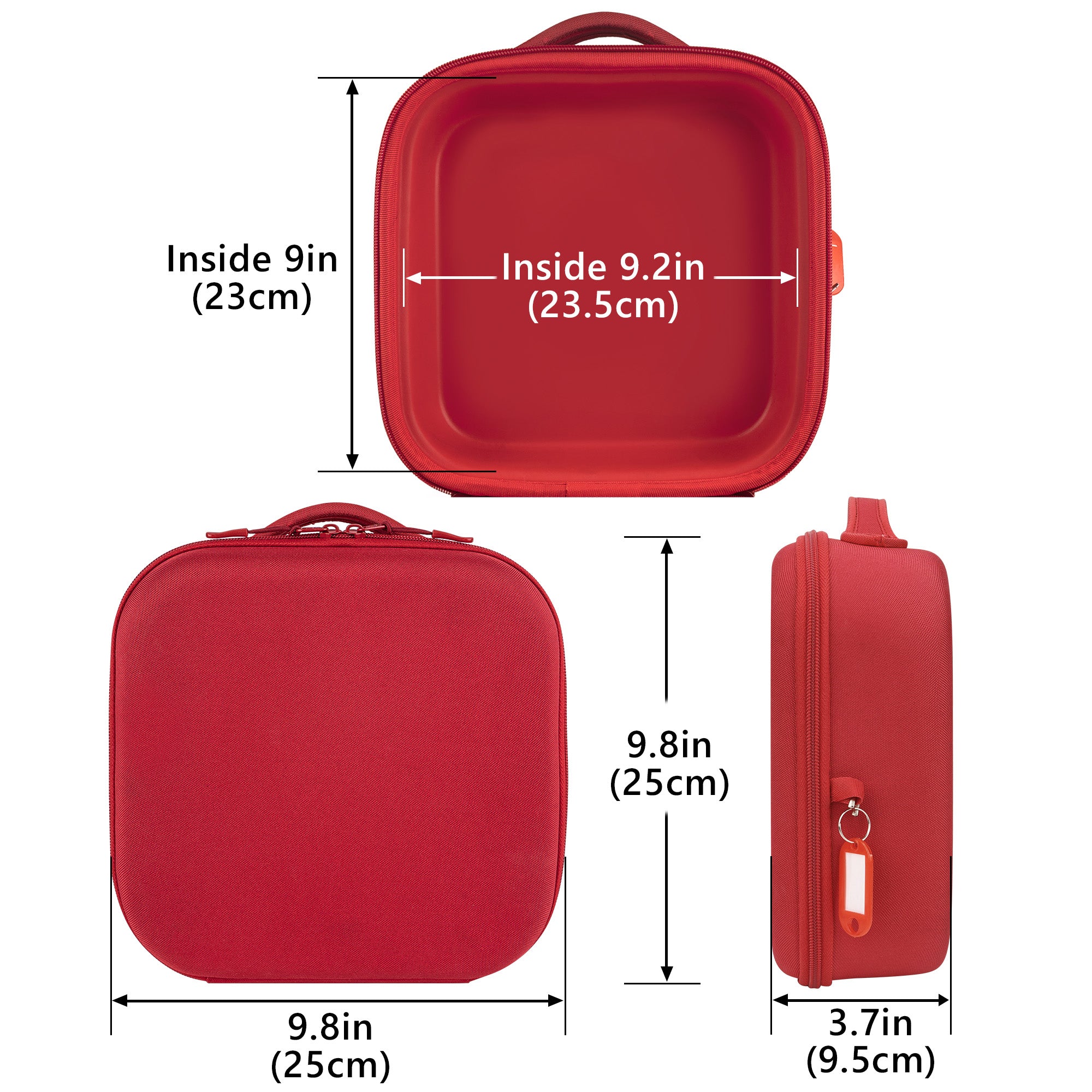 Linkidea Hard Shell Lunch Box for Kids, Insulated Lunch Tote Bag for School, Portable Lunchbox with Hard Liner Inside for Easy Clean Up, Personalized Name Tag Included (Red)
