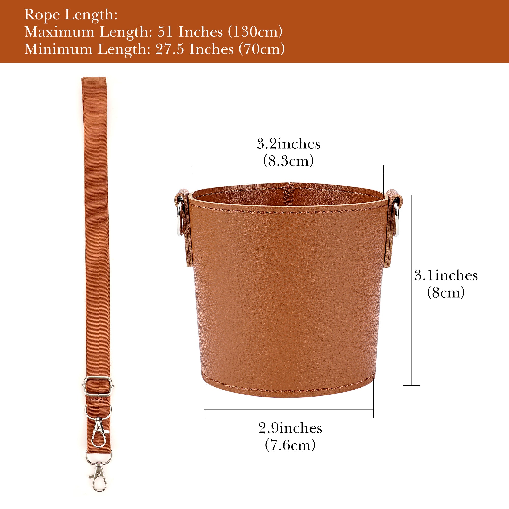 Linkidea Vegan Leather Tumbler Carrier With Strap Compatible with IRON FLASK Classic 24oz, Simple Modern Tumbler, Cup Sling Bag Holder, Shoulder Strap, Light Brown